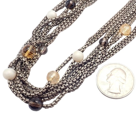 David Yurman DY 18k Yellow Gold Sterling Silver 8 Strand Box Chain Necklace - Picture 9 of 10